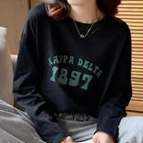 ブラック | ラフ感が可愛いフロントプリント長袖Tシャツ | maison de LATIR