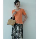 すっきりしたシルエットが女性らしいVネックサマーニット 冬 半袖 | maison de LATIR | 詳細画像14 