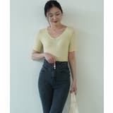 すっきりしたシルエットが女性らしいVネックサマーニット 冬 半袖 | maison de LATIR | 詳細画像29 