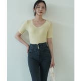 すっきりしたシルエットが女性らしいVネックサマーニット 冬 半袖 | maison de LATIR | 詳細画像44 