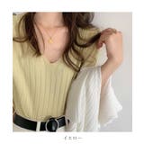 すっきりしたシルエットが女性らしいVネックサマーニット 冬 半袖 | maison de LATIR | 詳細画像57 