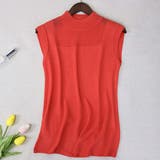 オレンジ | 透け感がオシャレなハイネックノースリーブニットトップス 春 シースルー | maison de LATIR