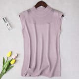 スモーキーピンク | 透け感がオシャレなハイネックノースリーブニットトップス 春 シースルー | maison de LATIR