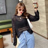 ブラック | 編み素材でカジュアル可愛くなれるトップス 編み ニット | maison de LATIR