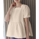 1枚で華やかさを演出するバックリボンジャガードペプラムブラウス パフスリーブ ボ… | maison de LATIR | 詳細画像10 