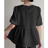 1枚で華やかさを演出するバックリボンジャガードペプラムブラウス パフスリーブ ボ… | maison de LATIR | 詳細画像15 