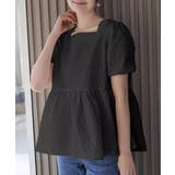 1枚で華やかさを演出するバックリボンジャガードペプラムブラウス パフスリーブ ボ… | maison de LATIR | 詳細画像16 