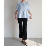 1枚で華やかさを演出するバックリボンジャガードペプラムブラウス パフスリーブ ボ… | maison de LATIR | 詳細画像19 