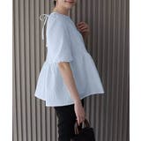 1枚で華やかさを演出するバックリボンジャガードペプラムブラウス パフスリーブ ボ… | maison de LATIR | 詳細画像20 