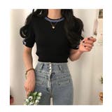 フレンチなデザインが可愛いリボンデザインリブ半袖トップス 半袖 ニット | maison de LATIR | 詳細画像10 