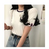 フレンチなデザインが可愛いリボンデザインリブ半袖トップス 半袖 ニット | maison de LATIR | 詳細画像3 