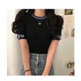 フレンチなデザインが可愛いリボンデザインリブ半袖トップス 半袖 ニット | maison de LATIR | 詳細画像8 