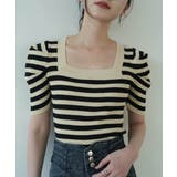 立体感のあるパワーショルダー半袖サマーニット ボリューム袖が映える 夏服ビジネス… | maison de LATIR | 詳細画像3 