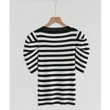 立体感のあるパワーショルダー半袖サマーニット ボリューム袖が映える 夏服ビジネス… | maison de LATIR | 詳細画像53 