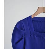 立体感のあるパワーショルダー半袖サマーニット ボリューム袖が映える 夏服ビジネス… | maison de LATIR | 詳細画像70 