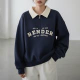 ネイビー | バイカラーが映える配色ハーフジップロゴトレーナー。 | maison de LATIR