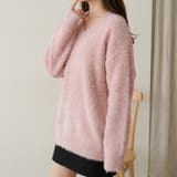 ピンク | ふんわり素材が可愛い、ロング丈シャギーニット レディース シャギーニット | maison de LATIR