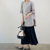 ライトグレー | トレンドのゆるかわコーデに！サイドスリット半袖ビッグTシャツ カジュアル シンプル | maison de LATIR