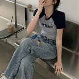 バイカラーショート丈Tシャツ Tシャツ ショート丈 | maison de LATIR | 詳細画像9