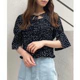 ブラック柄 | ショートトップスセットブラウス | MAJESTIC LEGON