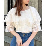 オフ/柄 | クロップドフリルブラウス | MAJESTIC LEGON