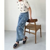 サックス | リボンビジューデニムパンツ | MAJESTIC LEGON 