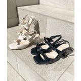 ブラック | クリアビジューヒールリボンサンダル | MAJESTIC LEGON 