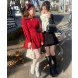 ボルドー | ケーブル編みフレアニットワンピース | MAJESTIC LEGON 