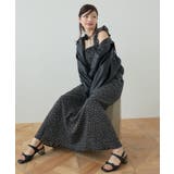 ブラック柄 | フリルショルダーレースアップワンピ | MAJESTIC LEGON 