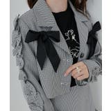 ブラック柄 | ブローチセットホイップフリルジャケット | MAJESTIC LEGON 