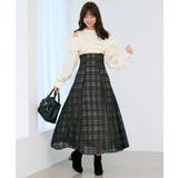 ブラック柄 | ウエストきゅっとフリルワンピース | MAJESTIC LEGON