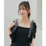 ブラック | カップ付ダブルリボンキャミソール | MAJESTIC LEGON