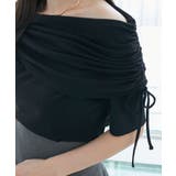 ブラック | サイドドロストオフショルカットトップス | MAJESTIC LEGON 