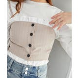 ベージュ柄 | バイカラーフリルトリムビスチェ | MAJESTIC LEGON 