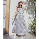 ブラック柄 | フリルショルダーレースアップワンピ | MAJESTIC LEGON 