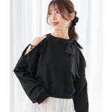 ブラック | オープンショルダーリボンスウェット | MAJESTIC LEGON 