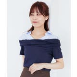 ネイビー | シャツドッキングオフショルトップス | MAJESTIC LEGON