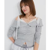 グレー | 肩リボンレースドッキングトップス | MAJESTIC LEGON 