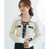 デコルテオープンバイカラー襟ニット | MAJESTIC LEGON  | 詳細画像12 