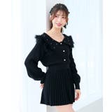 ブラック | フェイクファー付きキラキラ襟ニット | MAJESTIC LEGON 