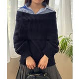 ネイビー | シャツドッキングミディ丈ニット | MAJESTIC LEGON 