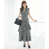 ブラック柄 | デコルテオープンノースリロングワンピ | MAJESTIC LEGON 