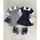 ブラック | 衿配色ミニワンピース | MAJESTIC LEGON 