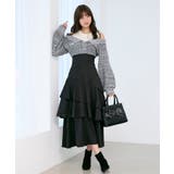 ブラック柄 | ツイードニットドッキングワンピース | MAJESTIC LEGON 