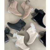 アイボリー柄 | ローヒール取り外しリボンブーツ | MAJESTIC LEGON 