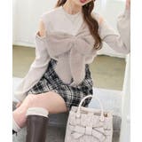 ピンクベージュ | ビッグリボンチェーン付きニット | MAJESTIC LEGON 