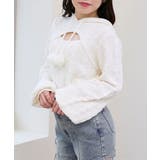 アイボリー | ポンポン付きフードケーブルニット | MAJESTIC LEGON 