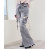 グレー | スリットビジューフレアデニムパンツ | MAJESTIC LEGON 