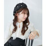 ブラック | パール×リボンツイードベレー帽 | MAJESTIC LEGON 