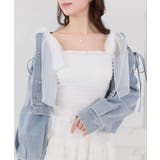 グレー柄 | カップ付肩リボンシャーリングキャミ | MAJESTIC LEGON 